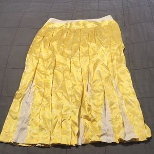 Italy Anna di Rossi silk yellow pleated skirt 42